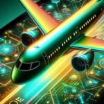 airplane on digital circuit board